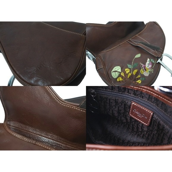 Christian Dior Saddle Shoulder Bag Embroidery Leather Brown - Picture 7 of 8